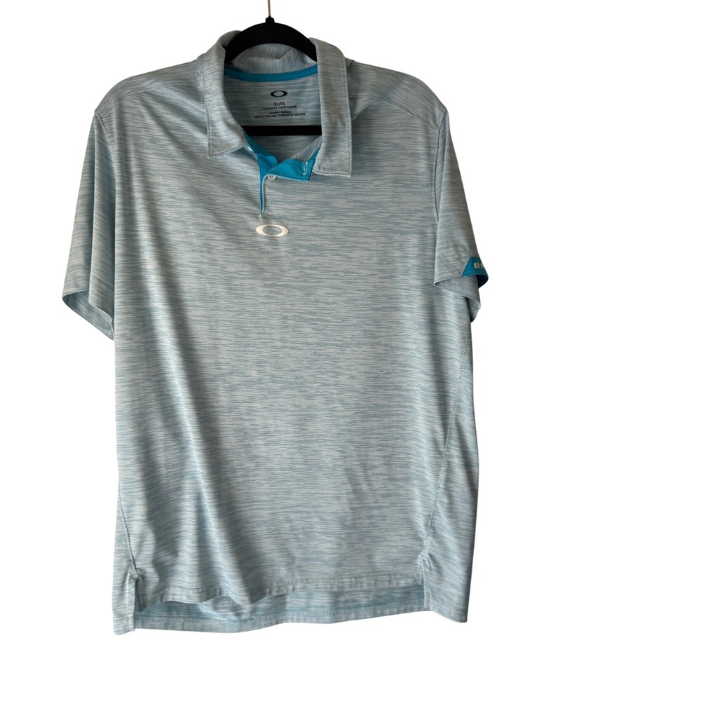 Oakley Golf Polo Shirt Mens‎ XL Tall Blue Heathered Performance Dry Fit Preppy